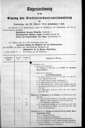 Tagesordnung, 1918/02/28