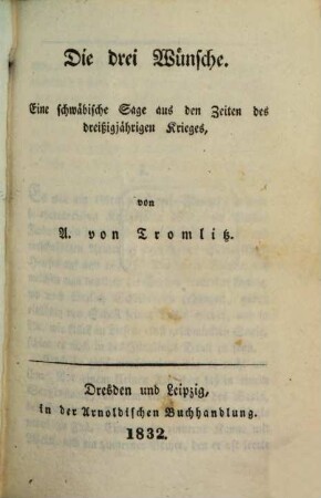 Sämmtliche Schriften von A. von Tromlitz, 19. Die drei Wünsche