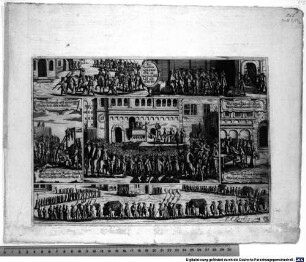 Eygentliche Abbildung in einem schönen Kupfferstück der zu Prag den 11. Februarii 1633. vollenzogener Execution = ... dement Comportés en la Bataille de Lutzen, tenue au 23 Feb. 1633. en laquelle le Roy de Svvede demeura