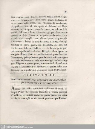 Capitolo III. Considerazioni Sul Colorito Di Raffaello, Di Correggio, E Di Tiziano.