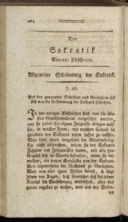 Allgemeine Schilderung der Sokratik.