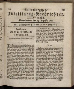 XXXIV. Stück. Sonnabends : den 23. August, 1788.