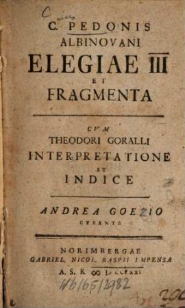 Elegiae III. et fragmenta