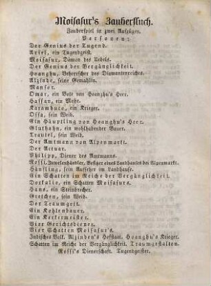 Ferdinand Raimund's sämmtliche Werke, 8. Moisasur's Zauberfluch