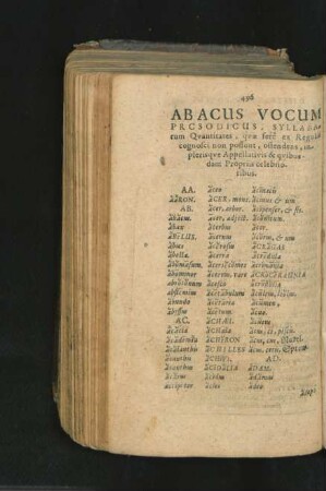 Abacus Vocum Prosodicus, Syllabarum Quantitates ...
