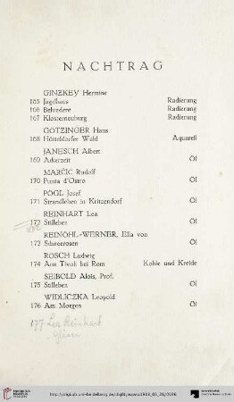 Nachtrag (Nr. 165-176)