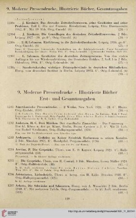 9. Moderne Pressendrucke - Illustrierte Bücher. Erst- und Gesamtausgaben (Nr. 1231 - 1614)