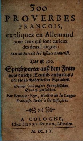 300 Proverbes francois expliquez en Allemand