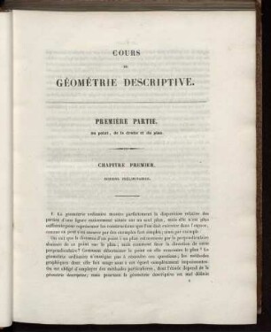 Chapitre Premier. Notions Préliminaires.