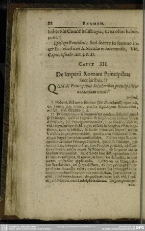 Caput XII. De Imperii Romani Princibus Secularibus