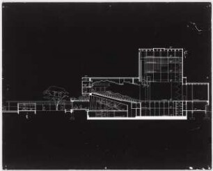 Schauspielhaus, Wuppertal: Längsschnitt (Ausstellungstafel der »Prague Quadrennial of the Theatre Design and Architecture« 1967)