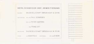 Hotel Budapester Straße/Burggrafenstraße (»Schweizerhof«), Berlin-Tiergarten Erweiterung: Bauschild. Ansicht
