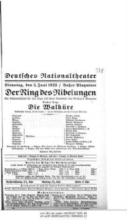 Der Ring des Nibelungen Erster Tag: Die Walküre