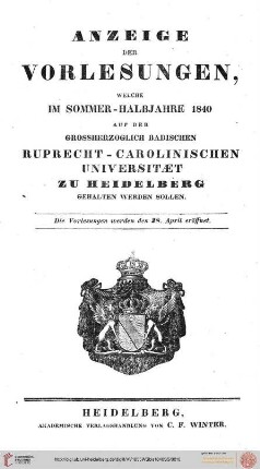 Sommersemester 1840