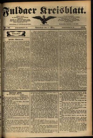 Erste Ausgabe vom Samstag, den 11. März 1905.
