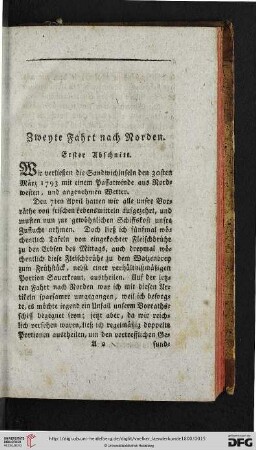 Zweyte Fahrt nach Norden