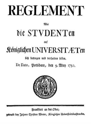 Leges Academicae a Stvdiosis in Regia Viadrina observandae