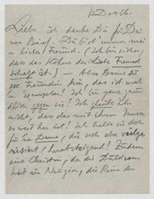 Brief von Raoul Hausmann an Elfriede Hausmann mit Gruß von Salomo Friedlaender. [Bieren]