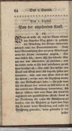 Das 5. Capitel. Von der anziehenden Kraft