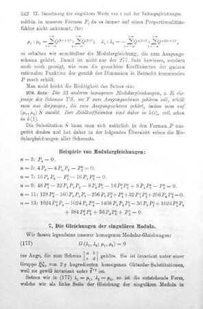 7. Die Gleichungen der singulären Moduln
