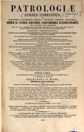 Tu en hagiois patros hēmōn Iōannu Scholastiku, tu hēgumenu tu hagiu orus sina hapanta : = Sancti patris nostri Ioannis Scholastici, vulgo Climaci, abbatis Montis Sina, opera omnia