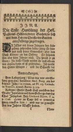 Die Erste Handlung der Heil. Paßions-Historie/ ... - Die 5. Handlung der H. Paßions-Historie ...