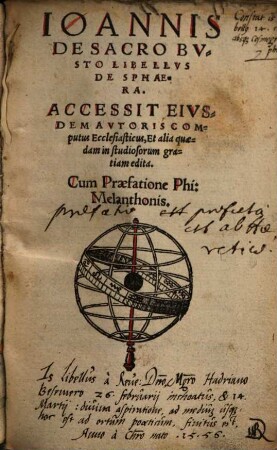 Ioannis de Sacro Bvsto Libellvs De Sphaera