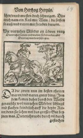 Wie viertzehen Mörder an Löwen unnd Dieterichen kamen/ und wolten sie berauben/ ...