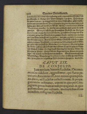 Caput XIX. De Coniugio.
