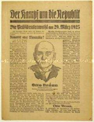Aufruf der SPD zur Wahl von Otto Braun zum Reichspräsidenten 1925
