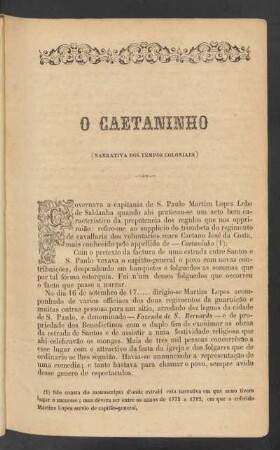 O Caetaninho : (Narrativa dos tempos coloniaes)