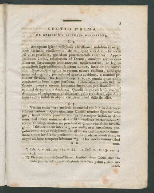 Sectio Prima. De Religionis Alicujus Divinitate