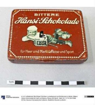 Bittere Hansi-Schokolade für Heer und Marine, Reise und Sport.