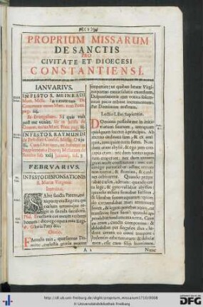 Proprium Missarum De Sanctis Pro Civitate Et Dioecesi Constantiensi.