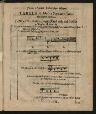 Tabula de Musica Speciatim Vocali secundum recusa.