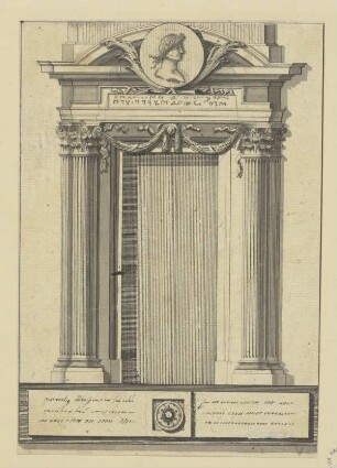 Ansicht eines Portals mit Kaisermedaillon