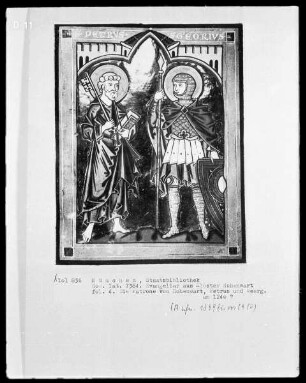 Evangeliar aus Kloster Hohenwart — Die Patrone von Hohenwart, Petrus und Georg, Folio 4recto