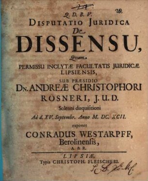 Disp. iur. de dissensu