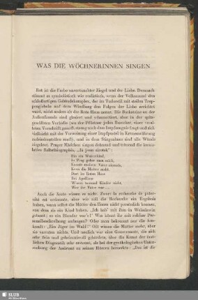 Was Die Wöchnerinnen Singen