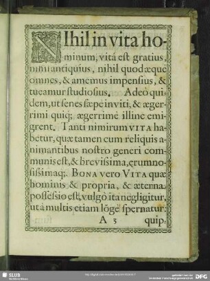 Nihil in vita hominum, vita est gratius ...