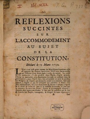 Réflexions succintes sur l'accomodement au sujet de la constitution