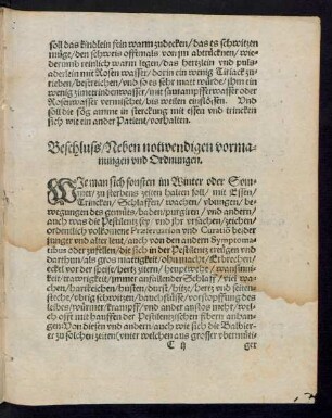 Beschluss/ Neben notwendigen vormanungen und Ordnungen.
