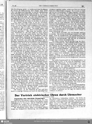 Der Vertrieb elektrischer Uhren durch Uhrmacher (Fortsetzung und Schluß)