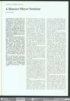 4. Hannes-Meyer-Seminar : Innovation und Design