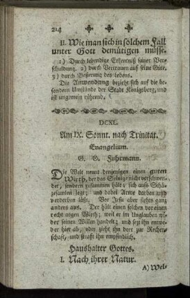 DCXL. Am IX. Sonnt. nach Trinitat. Evangelium.