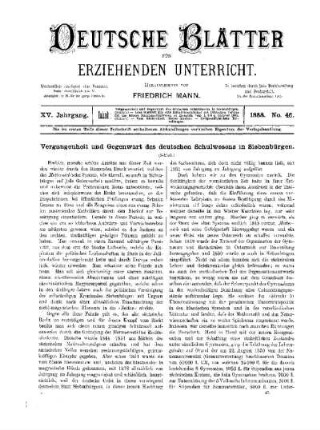 Vergangenheit und Gegenwart des deutschen Schulwesens in Siebenbürgen : (Schluss)