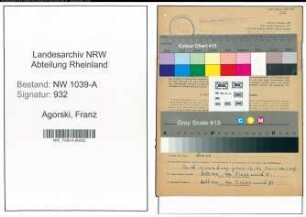 Entnazifizierung Franz Agorski , geb. 23.12.1911 ()