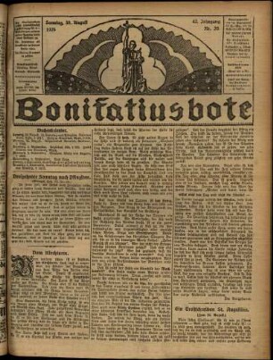 Erste Ausgabe vom Sonntag, den 30. August 1925.