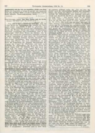 357-358 [Rezension] Thurneysen, Eduard, Das Wort Gottes und die Kirche