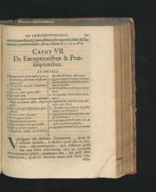 Caput VII. De Exceptionibus & Praescriptionibus.